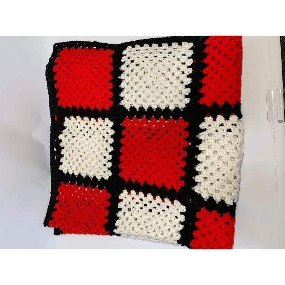 Crochet Afghan Granny Multicolored Handmade Blanket 58x58"